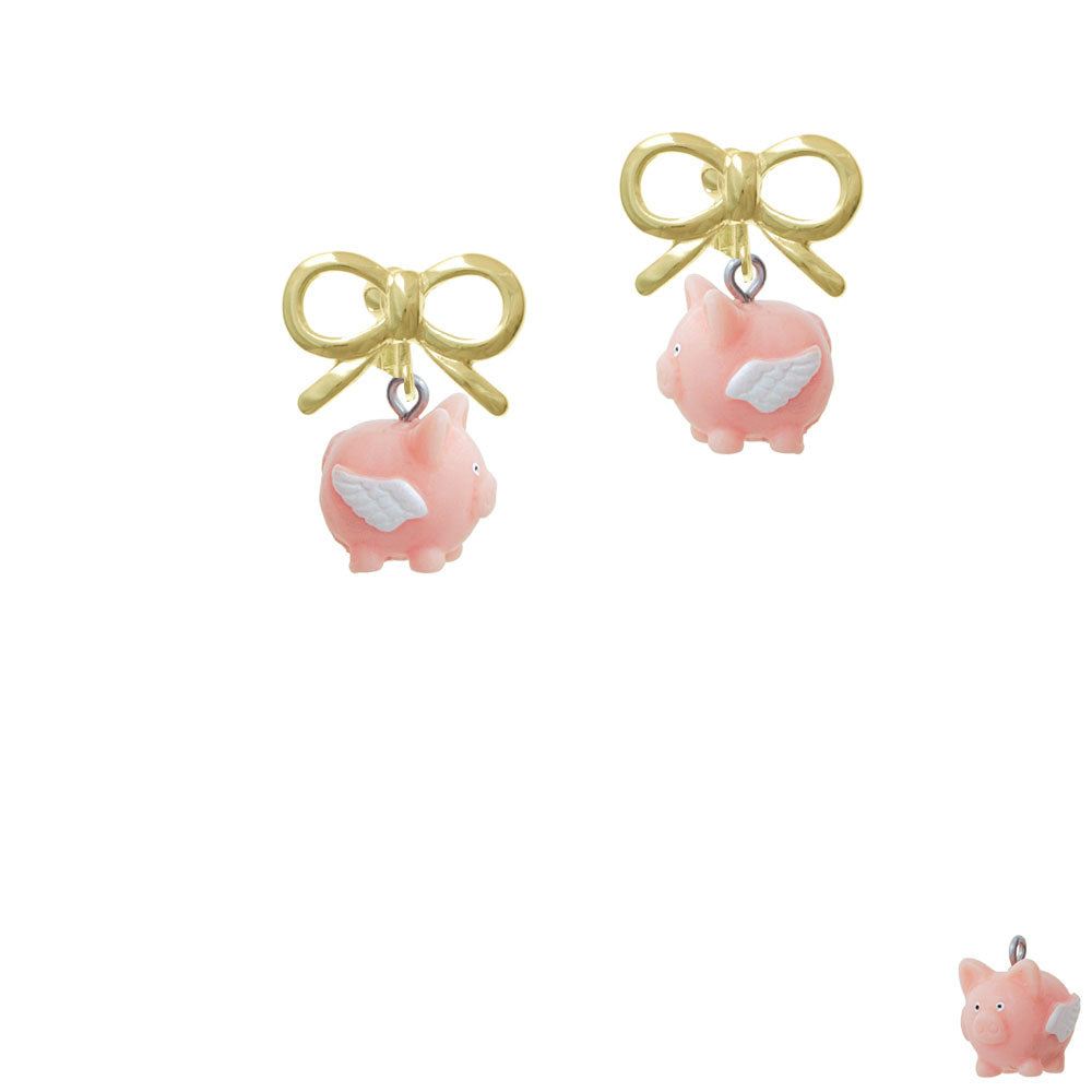 Resin Flying Pink Pig Crystal Clip On Earrings Image 10