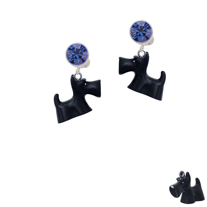 Resin Black Scottie Dog Crystal Clip On Earrings Image 7