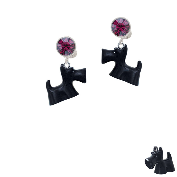 Resin Black Scottie Dog Crystal Clip On Earrings Image 8