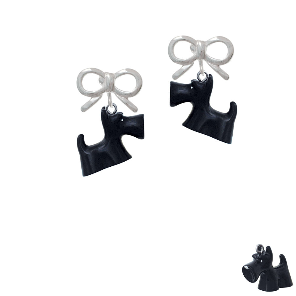 Resin Black Scottie Dog Crystal Clip On Earrings Image 9