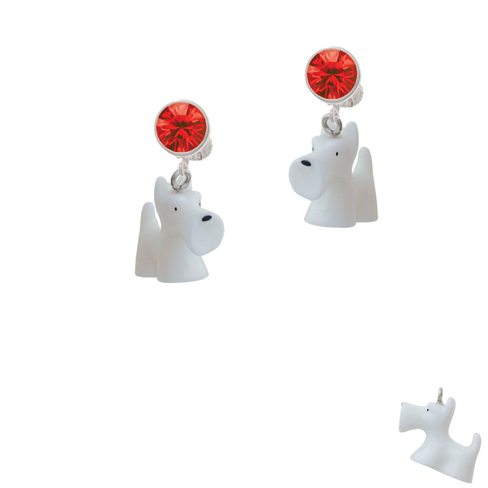 Resin White Scottie Dog Crystal Clip On Earrings Image 4