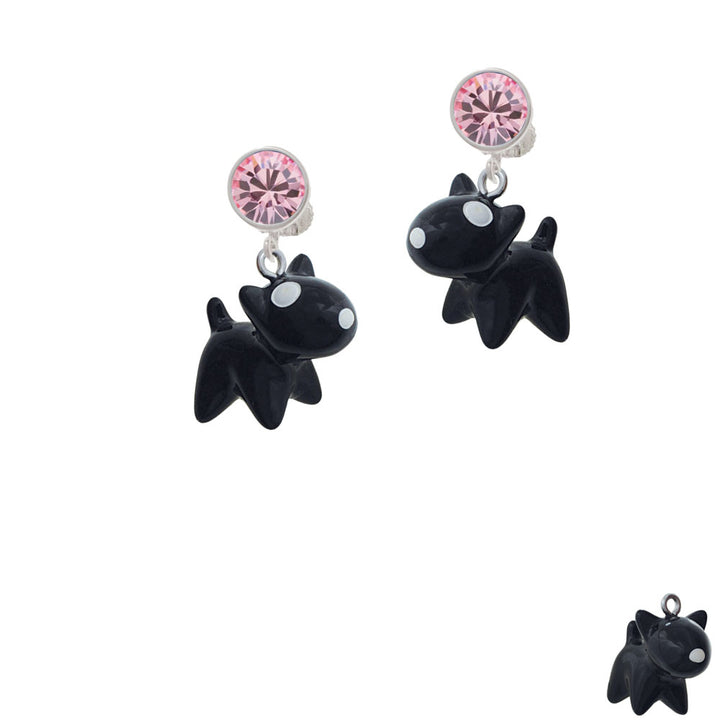 Resin Black Bull Terrier Dog Crystal Clip On Earrings Image 4