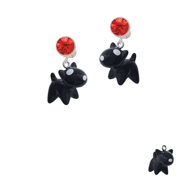 Resin Black Bull Terrier Dog Crystal Clip On Earrings Image 4