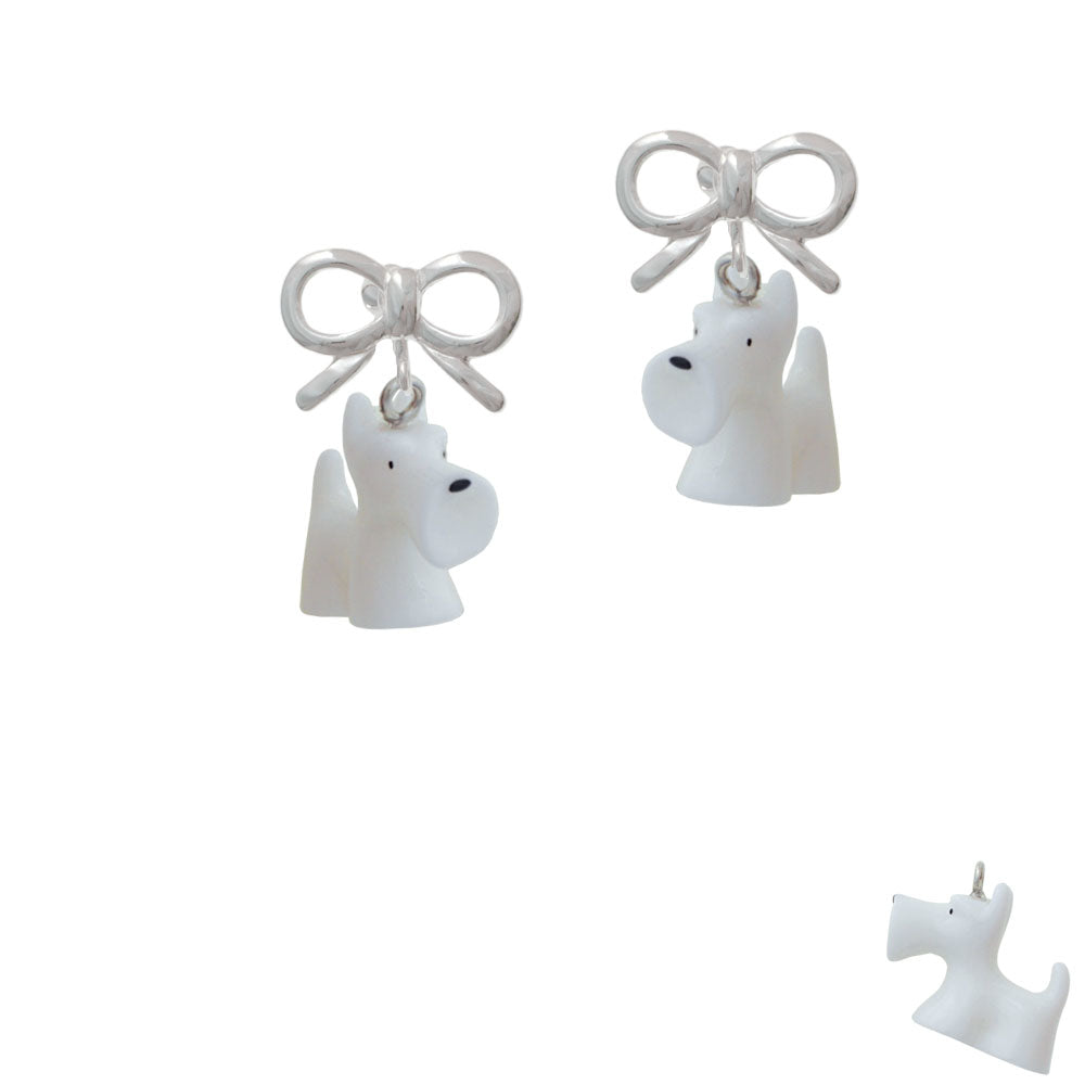 Resin White Scottie Dog Crystal Clip On Earrings Image 9