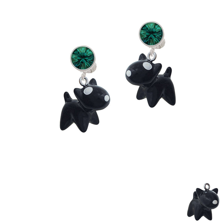 Resin Black Bull Terrier Dog Crystal Clip On Earrings Image 6