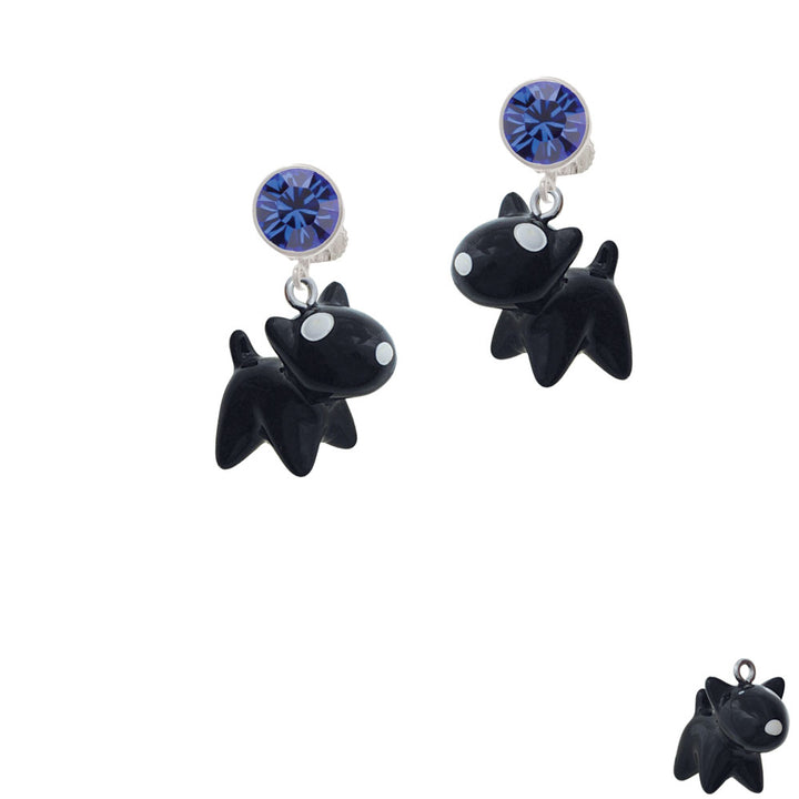 Resin Black Bull Terrier Dog Crystal Clip On Earrings Image 7