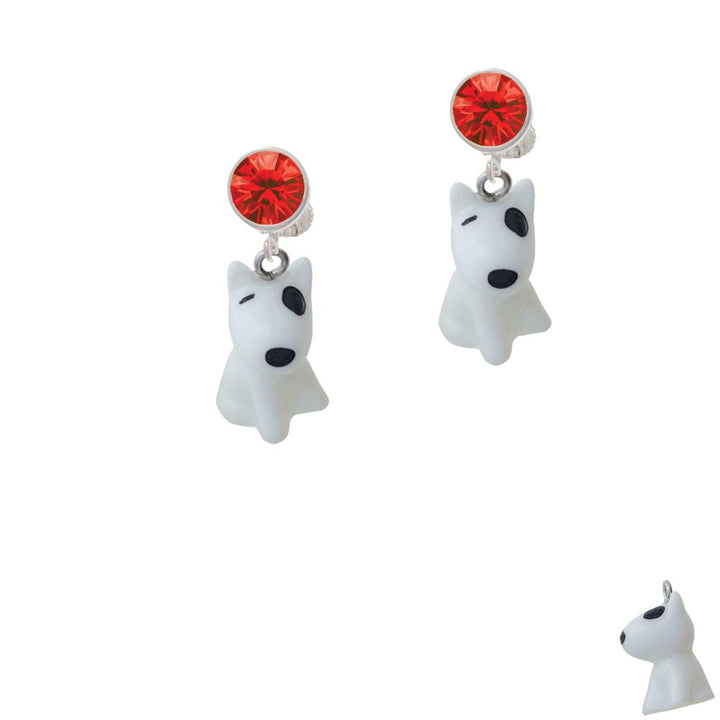 Resin White Bull Terrier Dog Crystal Clip On Earrings Image 4