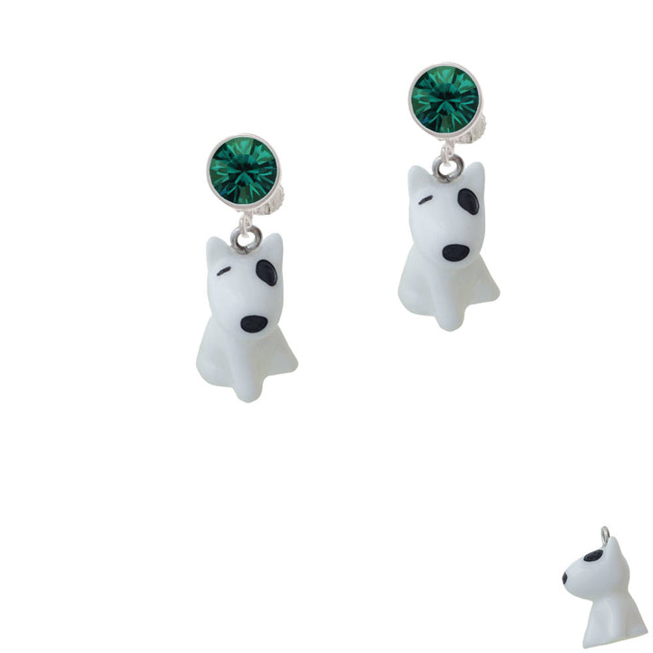 Resin White Bull Terrier Dog Crystal Clip On Earrings Image 6