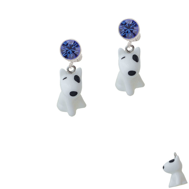 Resin White Bull Terrier Dog Crystal Clip On Earrings Image 7