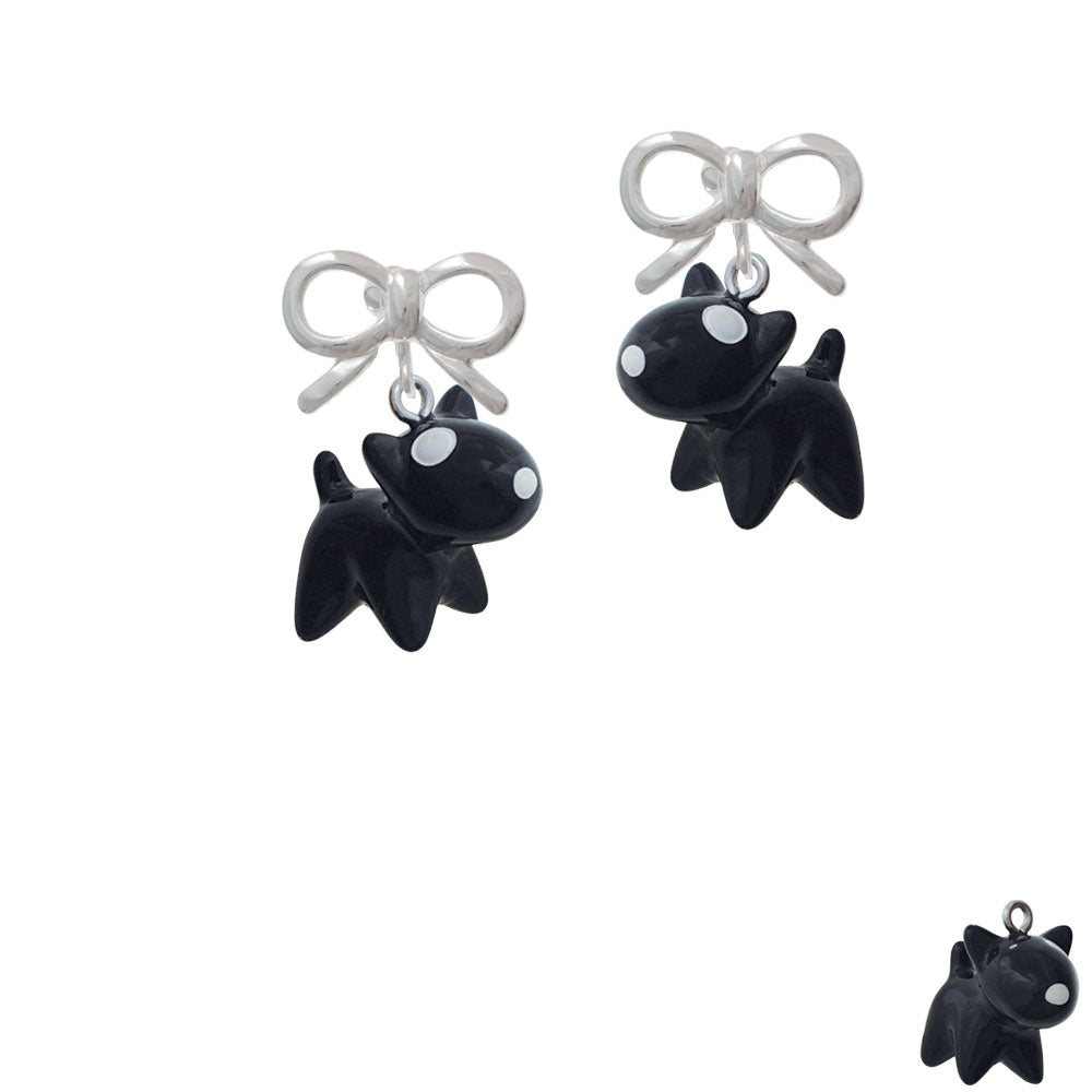 Resin Black Bull Terrier Dog Crystal Clip On Earrings Image 9