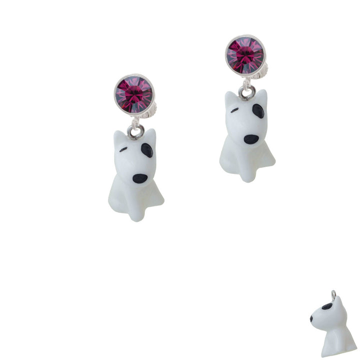 Resin White Bull Terrier Dog Crystal Clip On Earrings Image 8