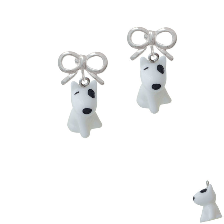 Resin White Bull Terrier Dog Crystal Clip On Earrings Image 9