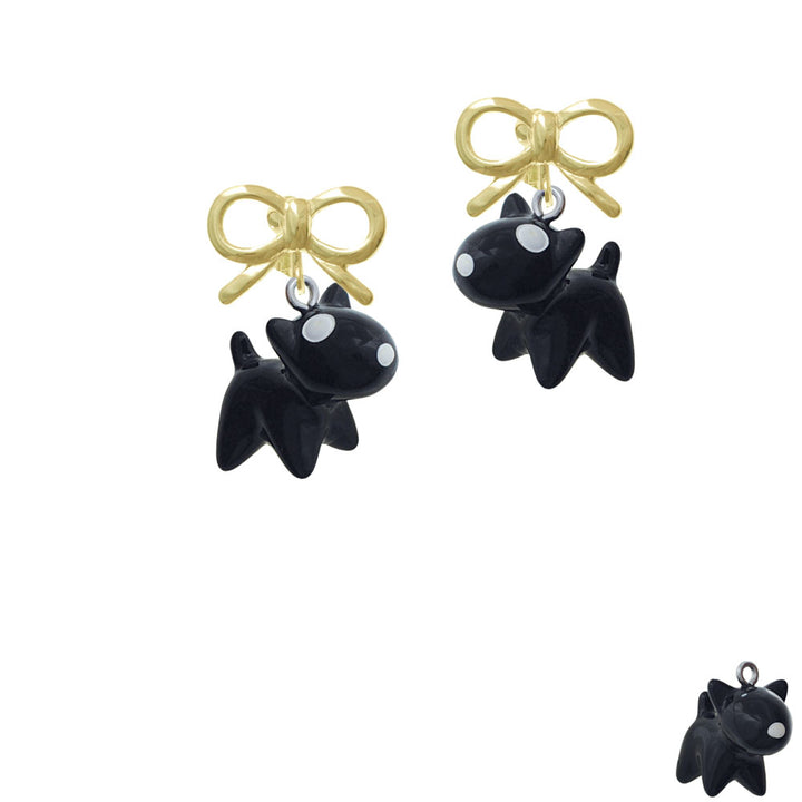 Resin Black Bull Terrier Dog Crystal Clip On Earrings Image 10