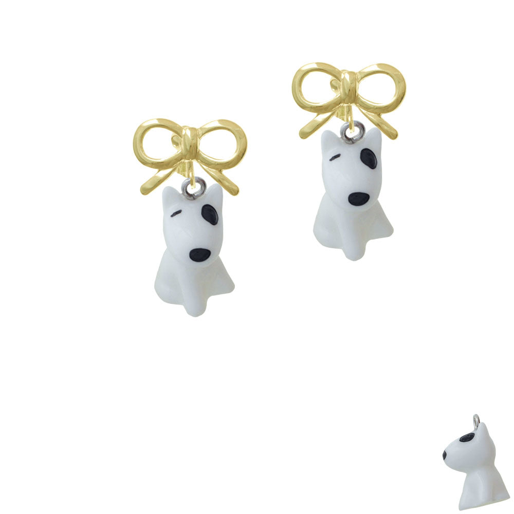 Resin White Bull Terrier Dog Crystal Clip On Earrings Image 10