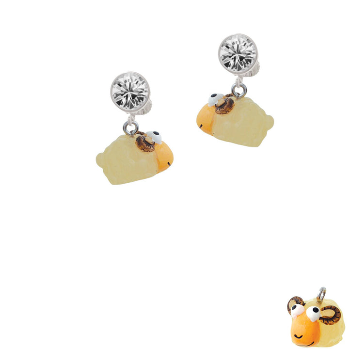 Resin Ram Crystal Clip On Earrings Image 2