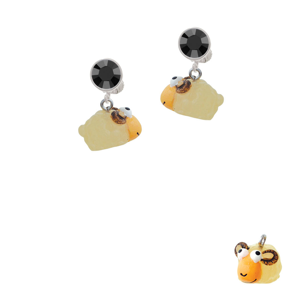 Resin Ram Crystal Clip On Earrings Image 3