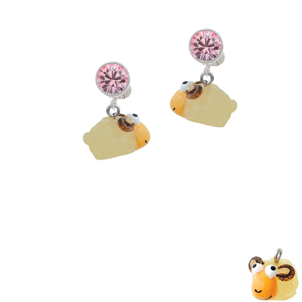 Resin Ram Crystal Clip On Earrings Image 4