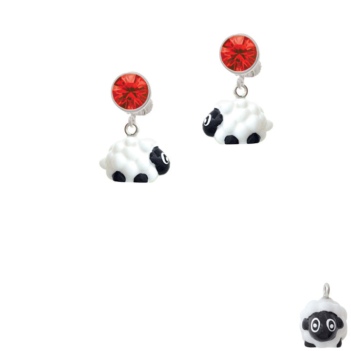 Resin White Lamb Crystal Clip On Earrings Image 4