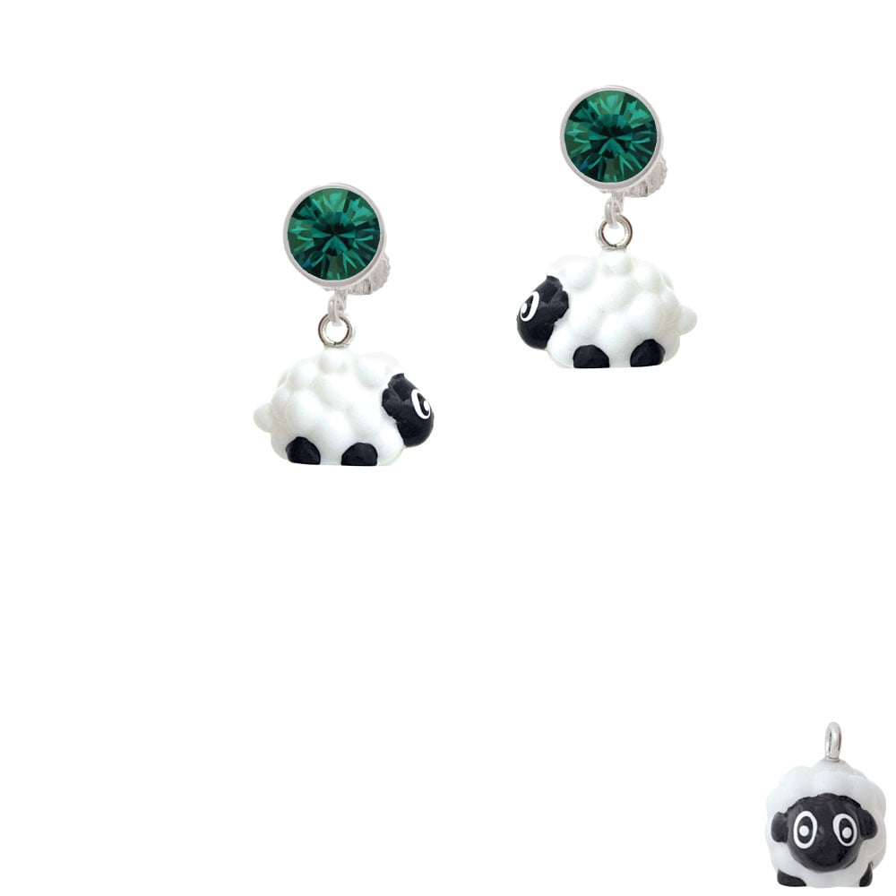 Resin White Lamb Crystal Clip On Earrings Image 6