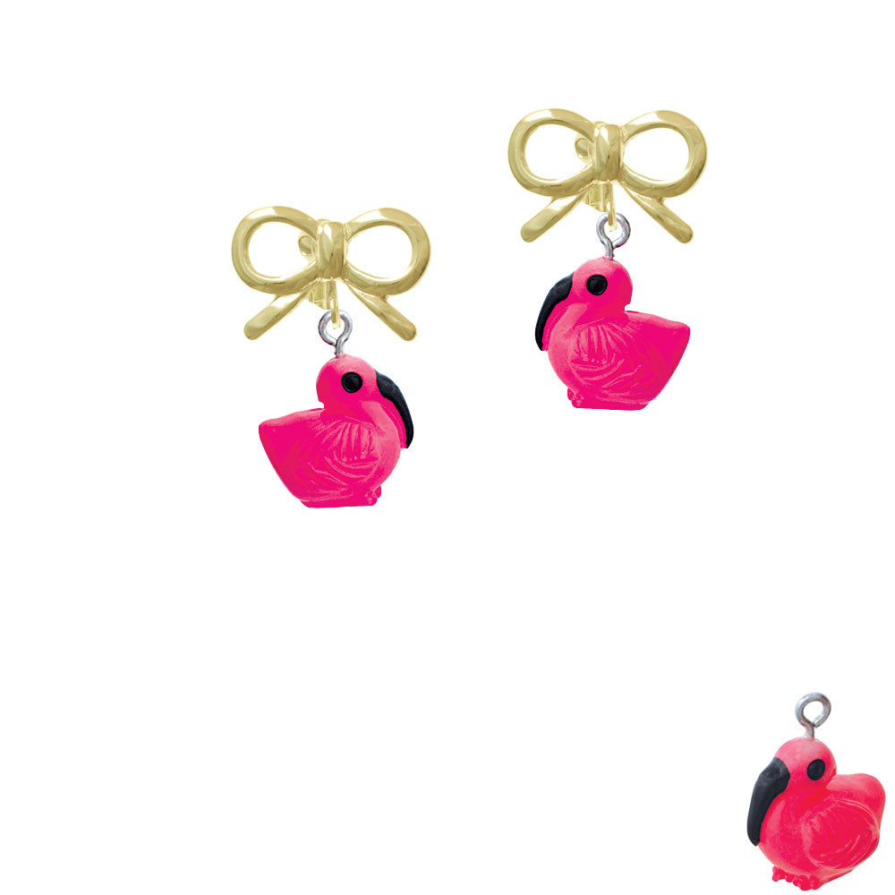 Resin Hot Pink Flamingo Crystal Clip On Earrings Image 10