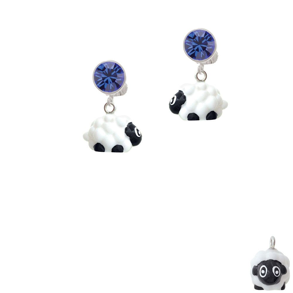 Resin White Lamb Crystal Clip On Earrings Image 7