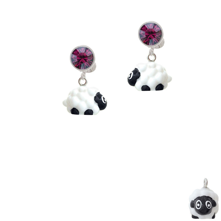 Resin White Lamb Crystal Clip On Earrings Image 8