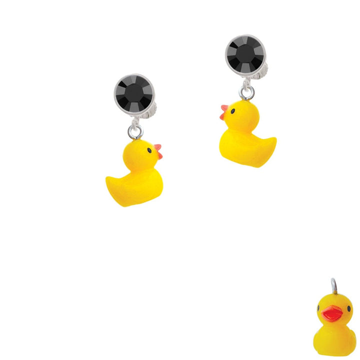 Resin Yellow Ducky Crystal Clip On Earrings Image 3