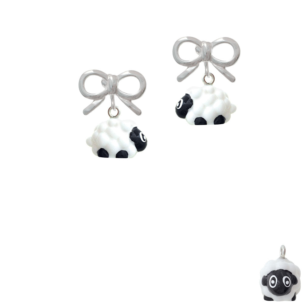 Resin White Lamb Crystal Clip On Earrings Image 9