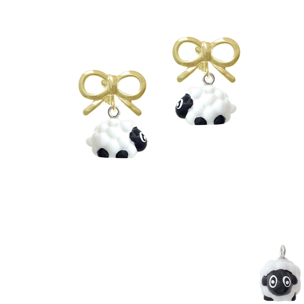 Resin White Lamb Crystal Clip On Earrings Image 10