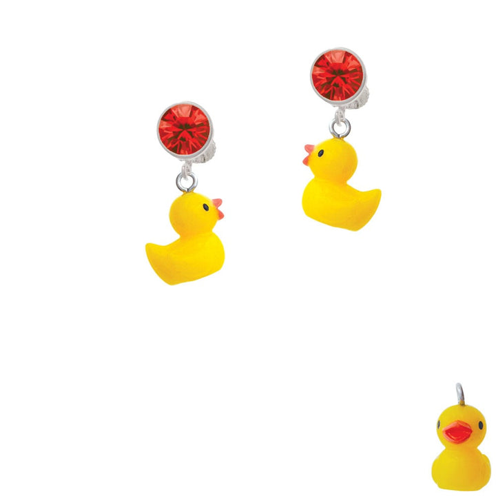 Resin Yellow Ducky Crystal Clip On Earrings Image 1