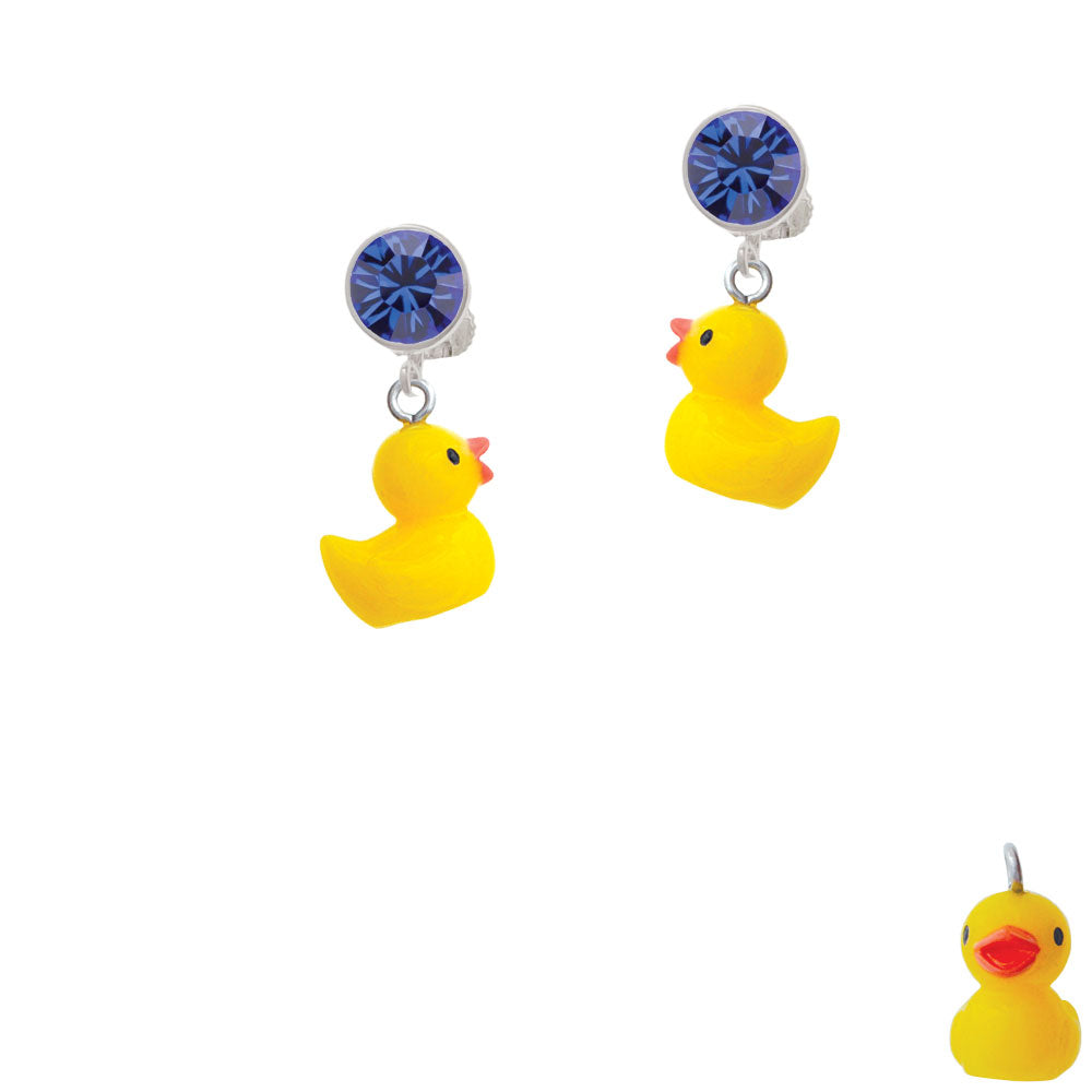 Resin Yellow Ducky Crystal Clip On Earrings Image 7