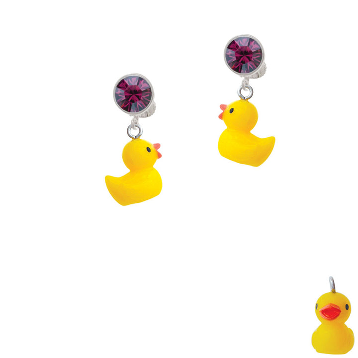 Resin Yellow Ducky Crystal Clip On Earrings Image 8