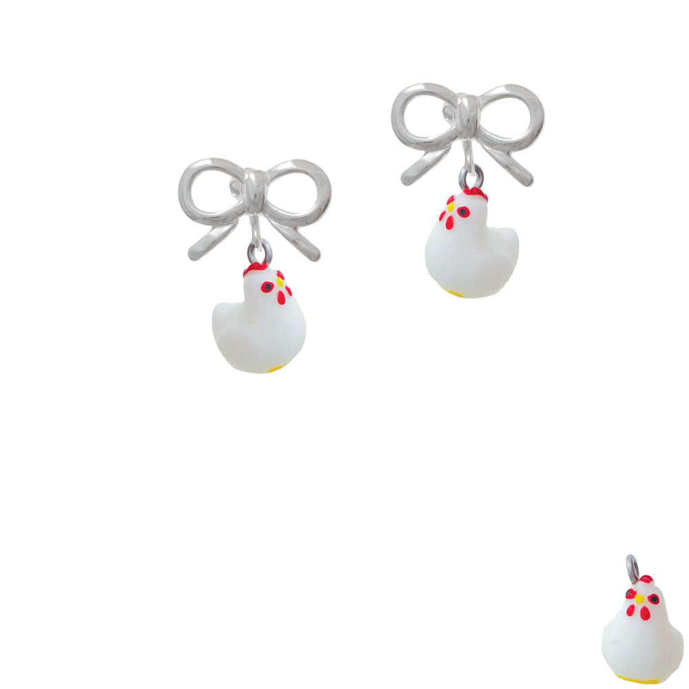 Resin White Chicken Crystal Clip On Earrings Image 9