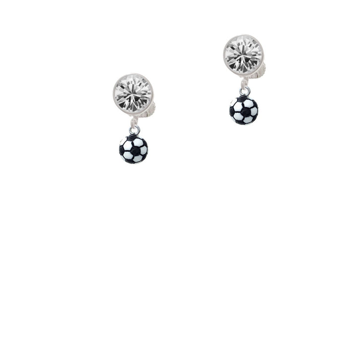 Resin Soccer ball Crystal Clip On Earrings Image 2