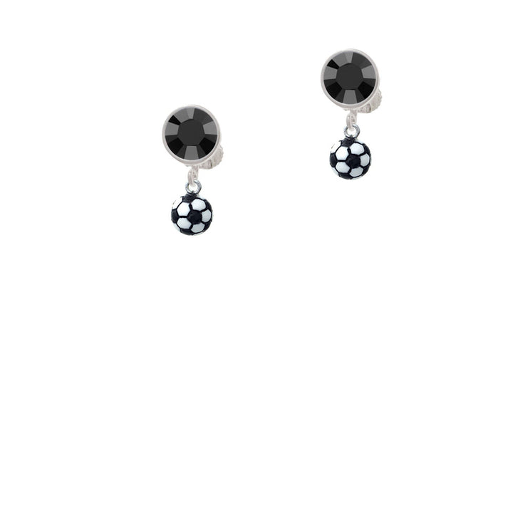 Resin Soccer ball Crystal Clip On Earrings Image 3