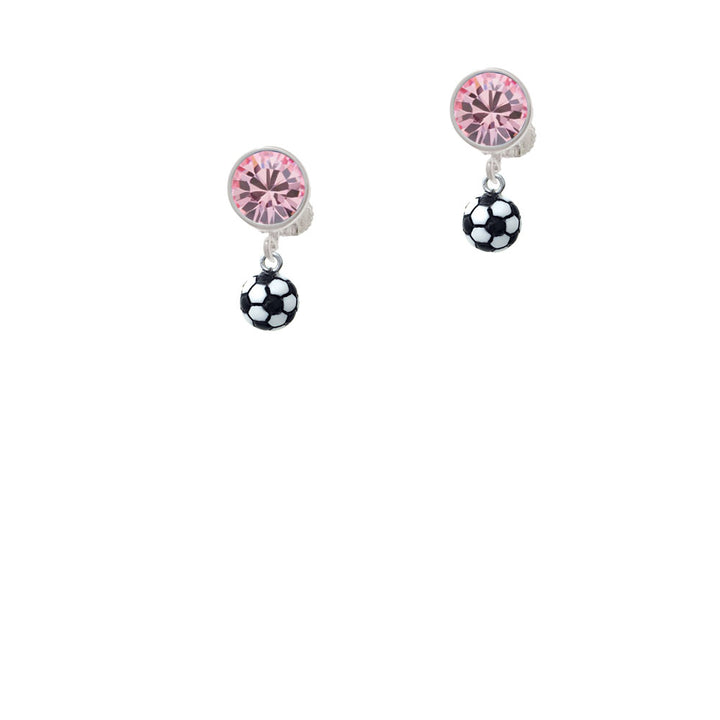 Resin Soccer ball Crystal Clip On Earrings Image 4