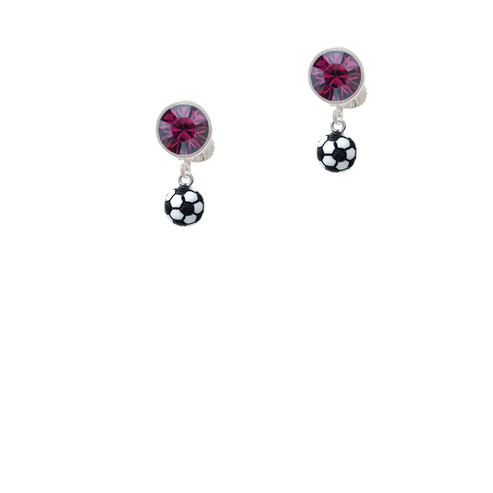 Resin Soccer ball Crystal Clip On Earrings Image 8