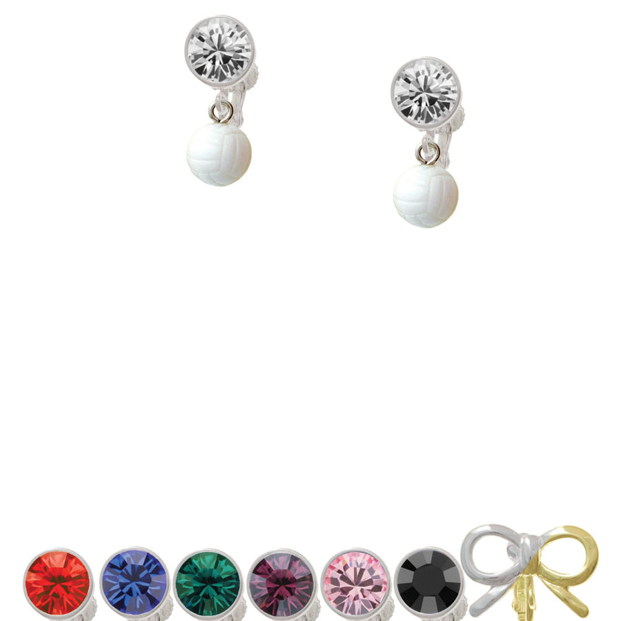 Resin Volleyball Crystal Clip On Earrings Image 1