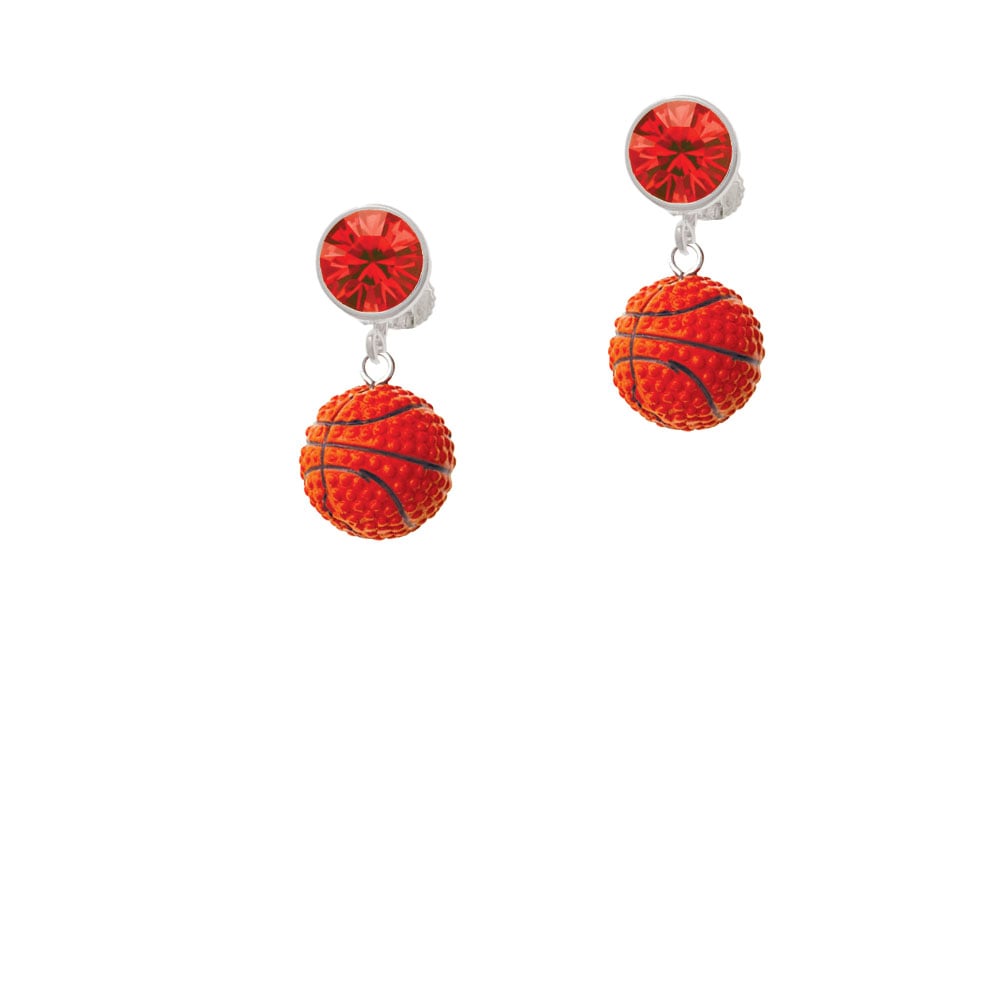 Resin Basketball Crystal Clip On Earrings Image 4