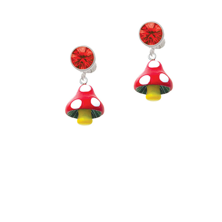 Resin Red Spotted Mushroom Crystal Clip On Earrings Image 4