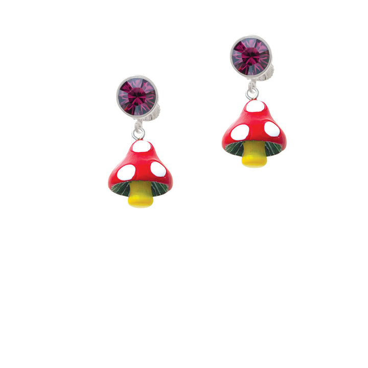 Resin Red Spotted Mushroom Crystal Clip On Earrings Image 8