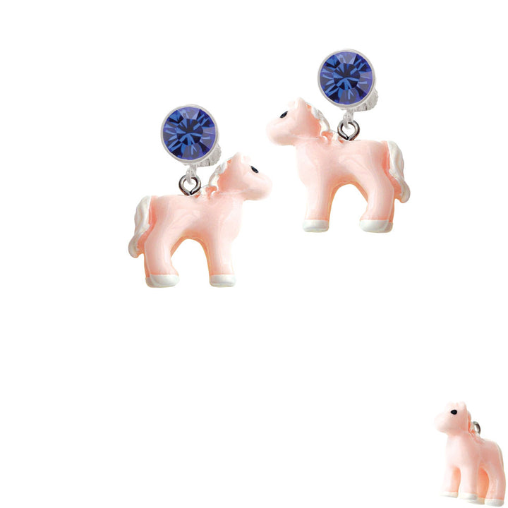 Resin Pink Pony Crystal Clip On Earrings Image 7