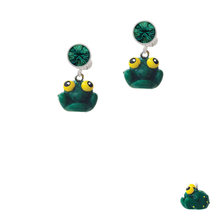 Resin Big Eyed Frog Crystal Clip On Earrings Image 6