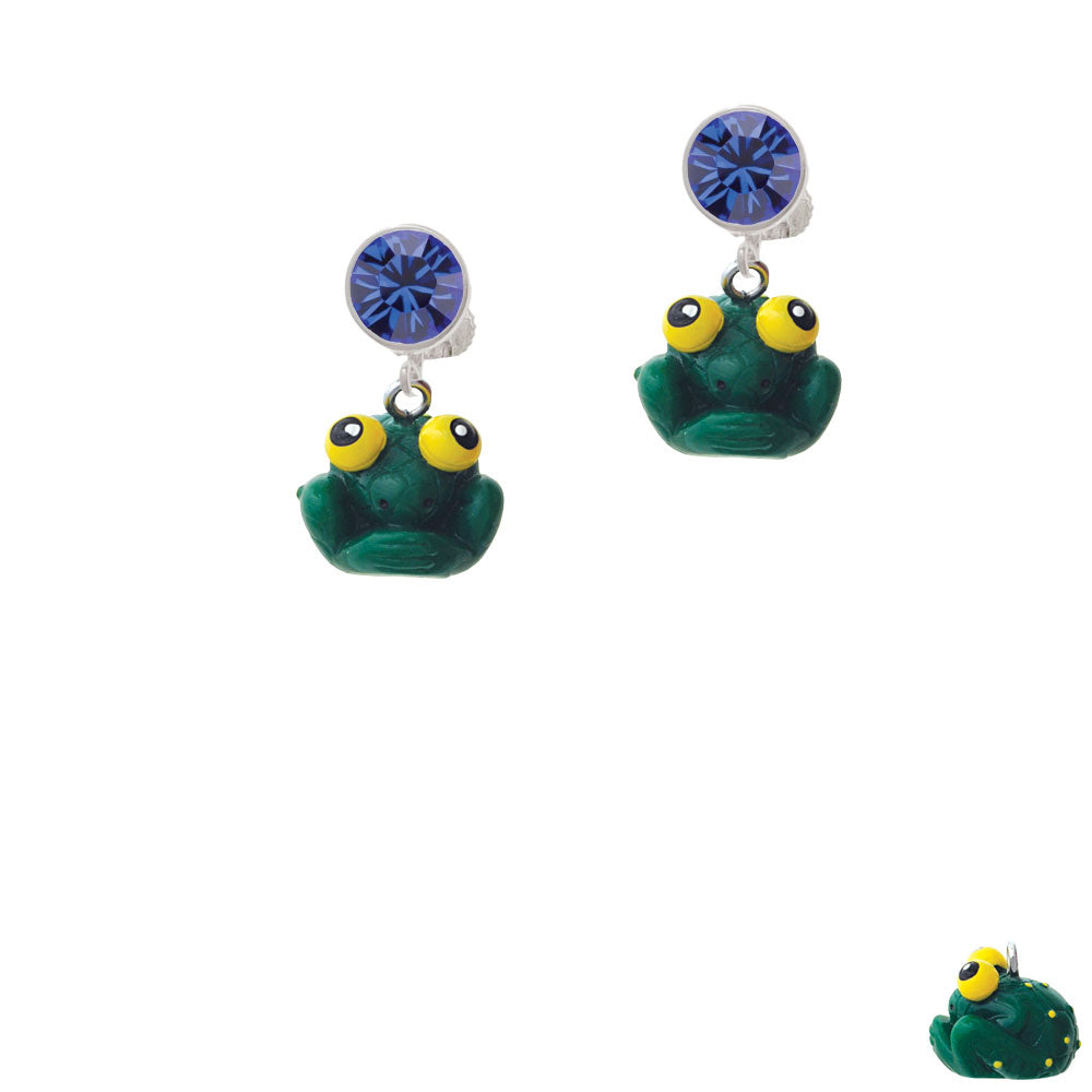 Resin Big Eyed Frog Crystal Clip On Earrings Image 7