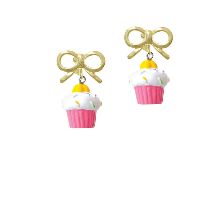 Resin Pink Cupcake with White Frosting Crystal Clip On Earrings Image 10