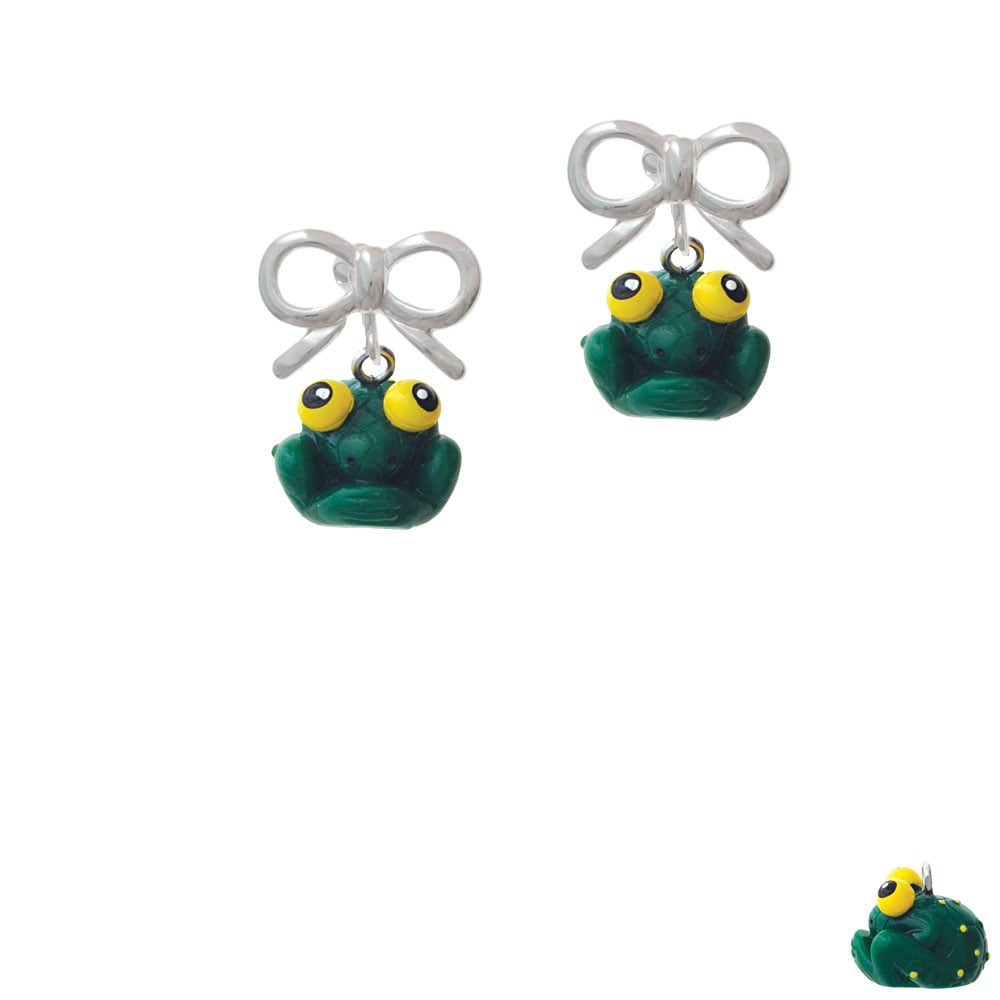 Resin Big Eyed Frog Crystal Clip On Earrings Image 9