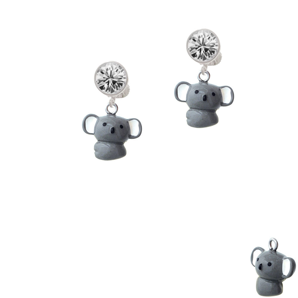 Resin Koala Bear Crystal Clip On Earrings Image 2