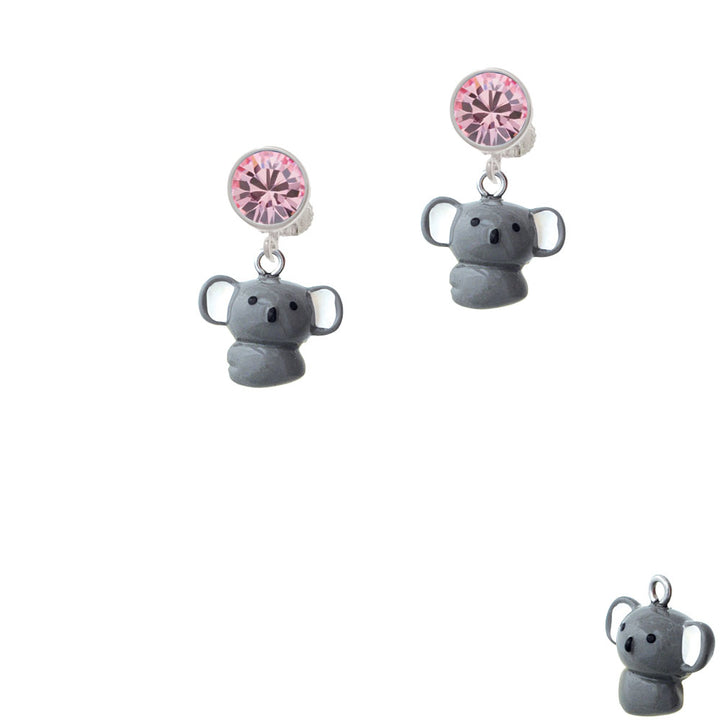 Resin Koala Bear Crystal Clip On Earrings Image 4