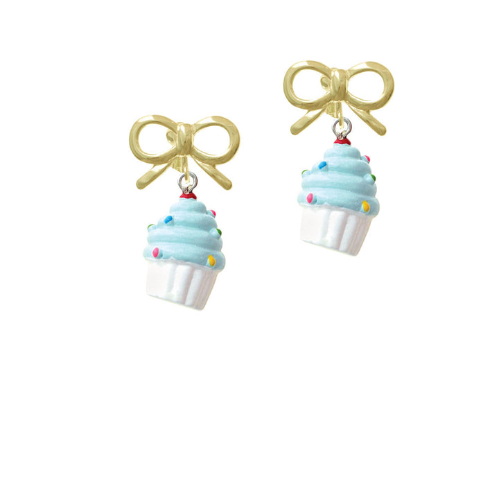 Resin White Cupcake with Blue Frosting Crystal Clip On Earrings Image 10