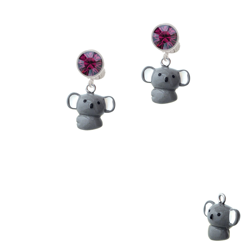 Resin Koala Bear Crystal Clip On Earrings Image 8